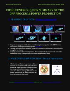 Lawrenceville Plasma Physics  Fusion Power Production At Glance - For Busy Minds FUSION ENERGY: QUICK SUMMARY OF THE DPF PROCESS & POWER PRODUCTION