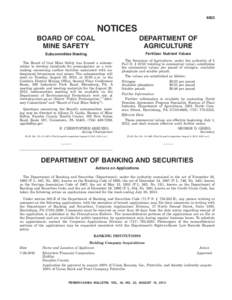 4603  NOTICES BOARD OF COAL MINE SAFETY