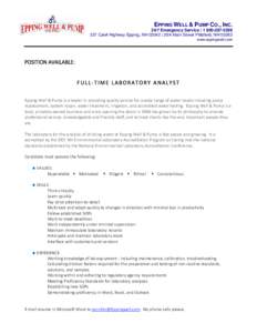 EPPING WELL & PUMP CO., INC[removed]Emergency Service | [removed]337 Calef Highway Epping, NH 03042 | 26A Main Street Pittsfield, NH[removed]www.eppingwell.com   