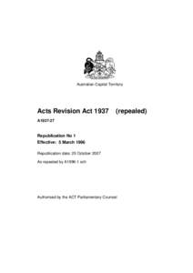 Australian Capital Territory  Acts Revision Act[removed]repealed)