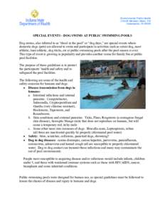 SPECIAL EVENTS-DOG SWIMS AT PUBLIC SWIMMING POOLS