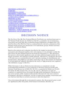 DECISION NOTICE: Nez Perce National Historic Trail