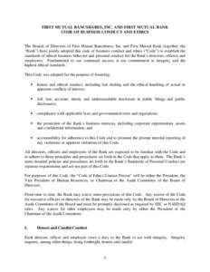 FIRST MUTUAL BANCSHARES, INC. AND FIRST MUTUAL BANK CODE OF BUSINESS CONDUCT AND ETHICS The Boards of Directors of First Mutual Bancshares, Inc. and First Mutual Bank (together, the “Bank”) have jointly adopted this 