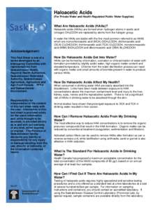 Chloramination / Prairie Farm Rehabilitation Administration / Chlorination / SaskWater / Saskatchewan / Moose Jaw / Water treatment / Chemistry / Haloacetic acids