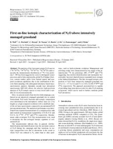 Biogeosciences, 12, 2517–2531, 2015 www.biogeosciences.netdoi:bg © Author(sCC Attribution 3.0 License.  First on-line isotopic characterization of N2O above intensively