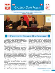 GAZETKA DOM POLSKI Agosto - Septiembre 2013 N.º 78  Boletín de la Asociación de Familias Peruano-Polacas en el Perú