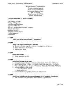 Butte County Commissioners Meeting Agenda  November 17, 2015 Butte County Commission Regular Meeting Agenda