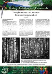 Tree plantations can enhance Rainforest regeneration February 2001 Tropical deforestation and reforestation