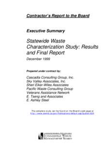 Executive Summary, Statewide Waste Characterization Study: Results and Final Report