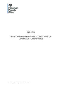 BIS Standard terms and conditions of contract for supplies