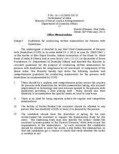 F.No[removed]DD.III Government of India Ministry of Social Justice & Empowerment Department of Disability Affairs *** Shastri Bhawan, New Delhi