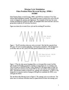 Missing Cycle Modulation Pulse Position Phase Reversal Keying ( 3PRK[removed]Pulse Position Phase reversal Keying ( 3PRK ) and MCM are variations of the Ultra Narrow Band Modulation methods. This method reverses or rem