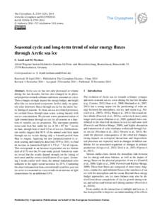 The Cryosphere, 8, 2219–2233, 2014 www.the-cryosphere.netdoi:tc © Author(sCC Attribution 3.0 License.  Seasonal cycle and long-term trend of solar energy fluxes