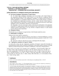 50 USC 404g NB: This unofficial compilation of the U.S. Code is current as of Jan. 4, 2012 (see http://www.law.cornell.edu/uscode/uscprint.html). TITLE 50 - WAR AND NATIONAL DEFENSE CHAPTER 15 - NATIONAL SECURITY SUBCHAP