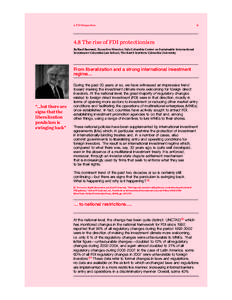 4. FDI PerspectivesThe rise of FDI protectionism By Karl Sauvant, Executive Director, Vale Columbia Center on Sustainable International