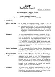 立法會 Legislative Council LC Paper No. LS32[removed]Paper for the House Committee Meeting on 16 January 2004 Legal Service Division Report on