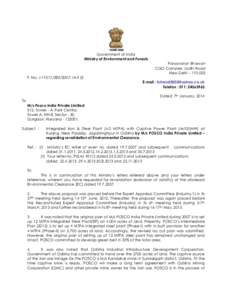 Government of India Ministry of Environment and Forests Paryavaran Bhawan CGO Complex, Lodhi Road New Delhi – [removed]F. No. J[removed]IA II (I)