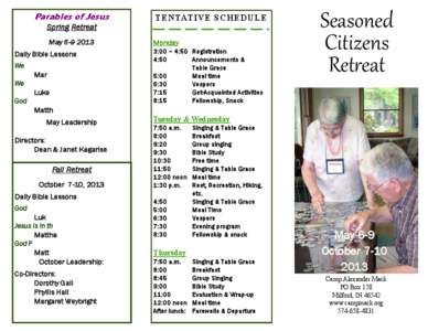 Parables of Jesus Spring Retreat May[removed]Daily Bible Lessons We