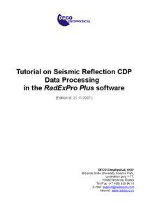 Tutorial on Seismic Reflection CDP Data Processing in the RadExPro Plus software