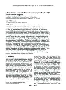 JOURNAL OF GEOPHYSICAL RESEARCH, VOL. 107, NO. D14, 2001JD001441, 2002  Lidar validation of SAGE II aerosol measurements after the 1991 Mount Pinatubo eruption Juan Carlos Antun˜a, Alan Robock, and Georgiy L. St