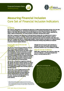 Financial Inclusion Data Working Group Measuring Financial Inclusion Core Set of Financial Inclusion Indicators Background