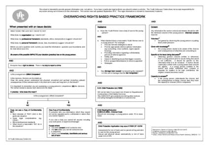 This sheet is intended to provide general information only, not advice. If you have a particular legal problem you should contact a solicitor. The Youth Advocacy Centre does not accept responsibility for any action arisi