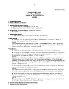 1  POSTED[removed]TOWN OF MILLVILLE Town Council Meeting