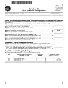 2014 Massachusetts Schedule EC Solar and Wind Energy Credit Name(s) as shown on Massachusetts Form 1 or 1-NR/PY