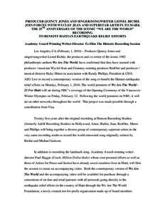 MusiCares Person of the Year / American film directors / We Are the World 25 for Haiti / We Are the World / Wyclef Jean / Ethan Bortnick / Haiti / Nicole Richie / Akon / Singles / Music / Grammy Legend Award