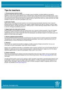 Tips for teachers factsheet