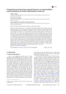 Using listener-based perceptual features as intermediate representations in music information retrieval Anders Friberga) KTH Royal Institute of Technology, School of Computer Science and Communication, Speech, Music and 