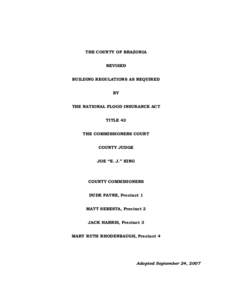 THE COUNTY OF BRAZORIA REVISED BUILDING REGULATIONS AS REQUIRED BY THE NATIONAL FLOOD INSURANCE ACT TITLE 42