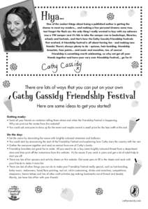 Cathy / Friendship / Cultural history / Culture / Human behavior / Cathy Cassidy / Friendship bracelet / Munchie