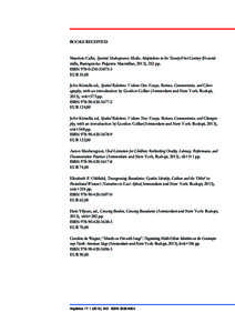 BOOKS RECEIVED  Maurizio Calbi, Spectral Shakespeares: Media Adaptations in the Twenty-First Century (Houndmills, Basingstoke: Palgrave Macmillan, 2013), 252 pp. ISBN3 EUR 55,00 John Kinsella ed., Spatia