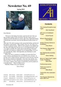 Newsletter No. 69 Spring 2014 Contents The missing Shropshire lead ingots