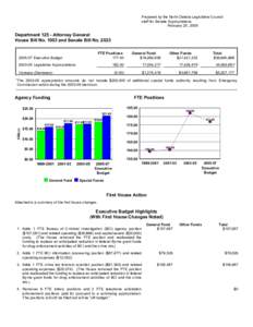 Prepared by the North Dakota Legislative Council staff for Senate Appropriations February 25, 2005 Department[removed]Attorney General House Bill No[removed]and Senate Bill No. 2023