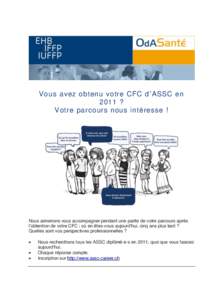 Vous avez obtenu votre CFC d’ASSC en 2011 ? Votre parcours nous intéresse ! Nous aimerions vous accompagner pendant une partie de votre parcours après l’obtention de votre CFC : où en êtes-vous aujourd’hui, cin