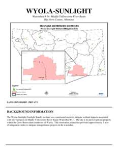 WYOLA-SUNLIGHT Watershed # 14- Middle Yellowstone River Basin Big Horn County, Montana LAND OWNERSHIP: PRIVATE