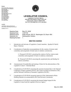 Members Rep. B. Patrick Bauer, Chairperson Sen. David Long, Vice-Chairperson Rep. Dale Grubb Rep. Russell Stilwell Rep. Scott Pelath