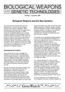 BIOLOGICAL WEAPONS AND GENETIC TECHNOLOGIES Briefing 1 - September 2000