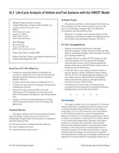 Life-Cycle Analysis of Vehicle and Fuel Systems with the GREET Model - DOE Hydrogen and Fuel Cells Program FY 2012 Annual Progress Report