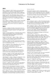 Publications for Rita Shackel[removed]Fiske, L., Shackel, R[removed]Gender, poverty and violence: Transitional justice responses to converging processes of domination of women in eastern DRC, northern Uganda and