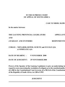 IN THE SUPREME COURT OF APPEAL OF SOUTH AFRICA CASE NUMBER: [removed]In the matter between: