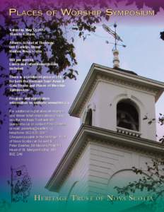 Places of Worship Symposium Saturday, May 12, 2012 10am to 4:30pm Atlantic School of Theology