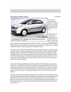 Hatchbacks / Tata Indica / Electric vehicles / Electrovaya / Tata Motors / Battery electric vehicle / Envi / TM4 Electrodynamic Systems / Transport / Private transport / Electric cars