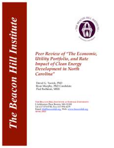 The Beacon Hill Institute  Peer Review of “The Economic, Utility Portfolio, and Rate Impact of Clean Energy Development in North