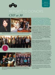[removed]Report to DONORS CHF at 30 Over the last 30 years the Chemical Heritage