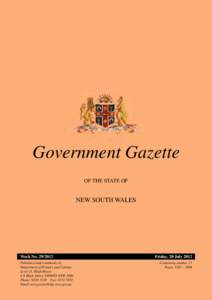 New South Wales Government Gazette No 29 of 20 July 2012