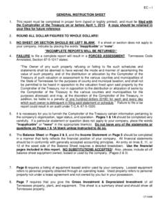 EC – I GENERAL INSTRUCTION SHEET 1. This report must be completed in proper form (typed or legibly printed), and must be filed with the Comptroller of the Treasury on or before April 1, 2015. A copy should be retained 