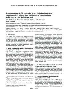 JOURNAL OF GEOPHYSICAL RESEARCH, VOL. 108, NO. D12, 4347, doi:2002JD003287, 2003  Reply to comment by M. Lanfredi et al. to ‘‘Variations in northern vegetation activity inferred from satellite data of vegetat